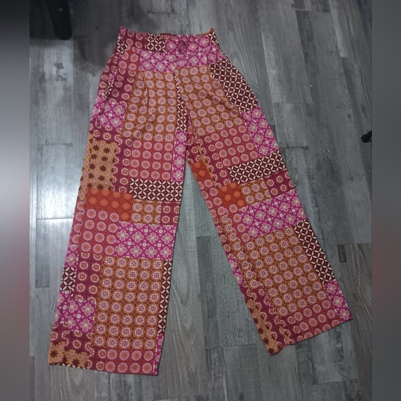 DREW Pink and Orange Wide Leg Pants - Picture 1 of 11